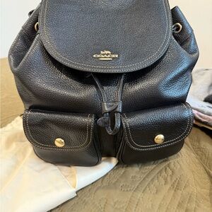 Coach Billie Pebbled Black Leather Backpack